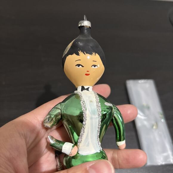 VTG 60s Soffieria De Carlini Hand Blown Glass Male Skater 6.5” Ornament DMG - Picture 9 of 11